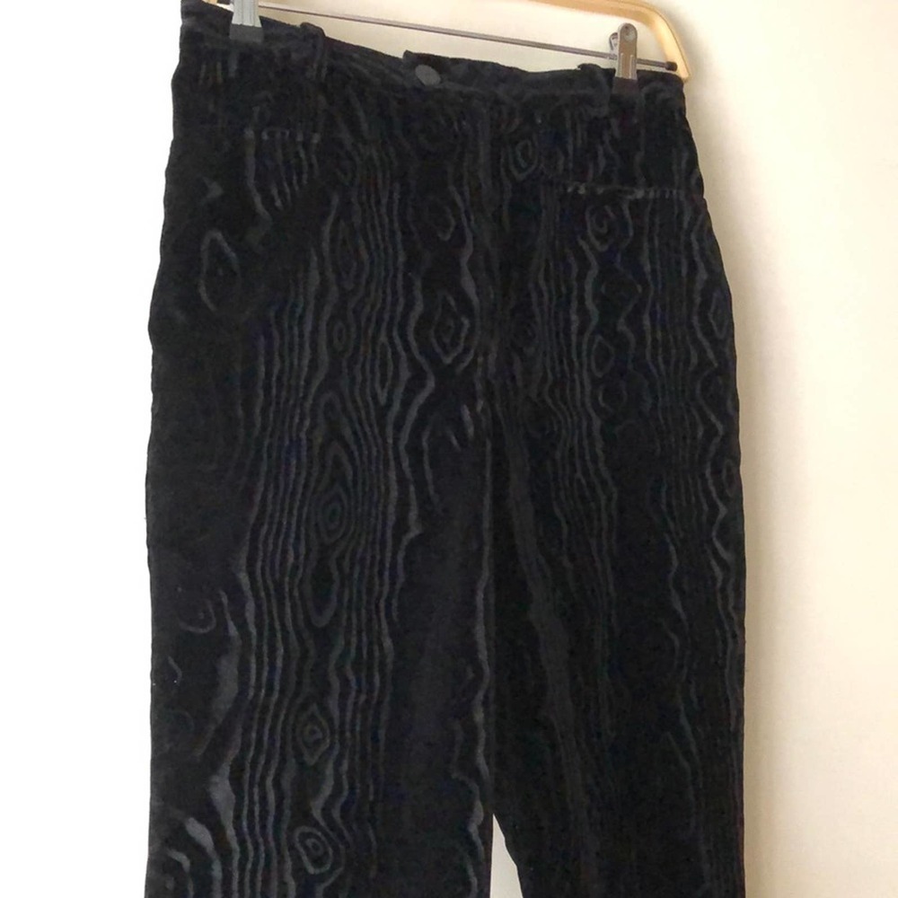 Le Chateau Vintage Devoré Velvet Burnout Wood Grain Pattern Black Pants - 11